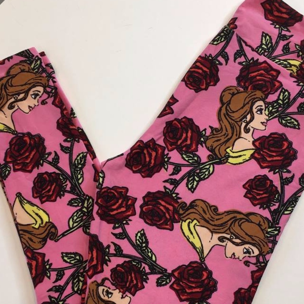 LuLaRoe Belle Rose Beauty Beast Leggings OS