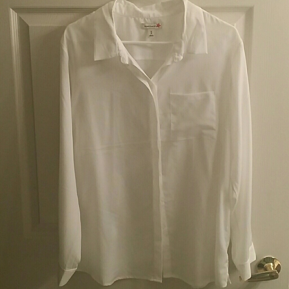 Old Navy White long sleeve buttoned blouse Sz XL