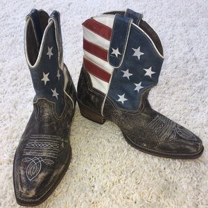 Roper American Flag Ankle Cowgirl Boots