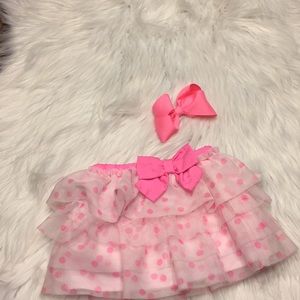 Girls pink skirt size 6 months with matching bow