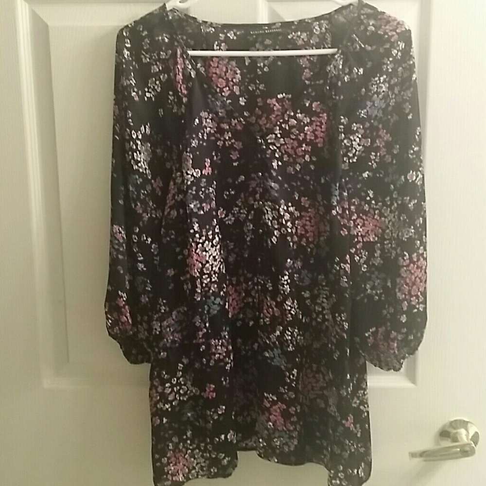 Banana Republic Purple Flower Print Blouse Sz XL