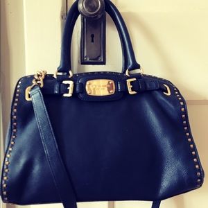 GENUINE Leather Michael Kors Satchel in Navy!