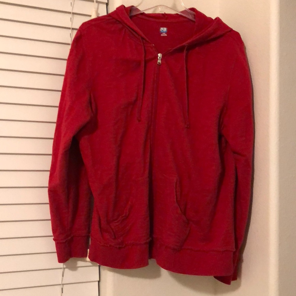 Red zip up jacket with hood