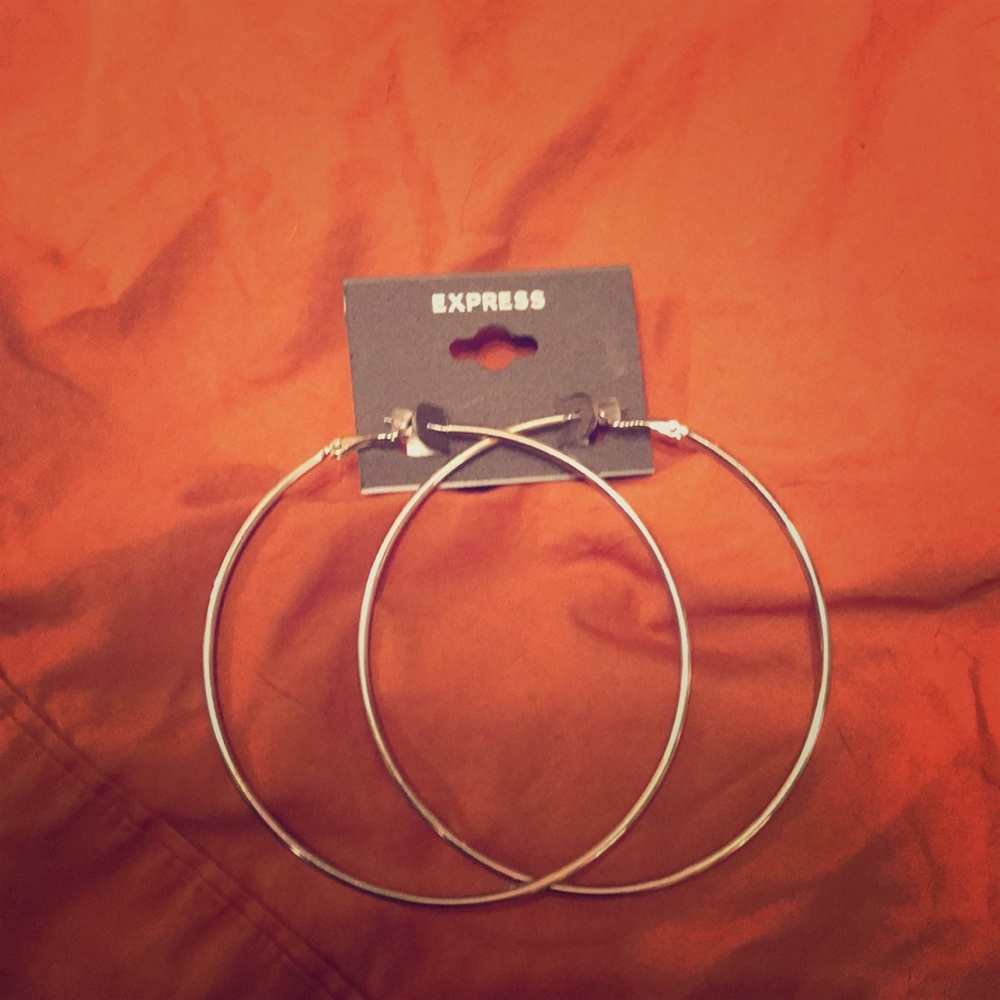 Brand New Express Silver Hoop Earrings