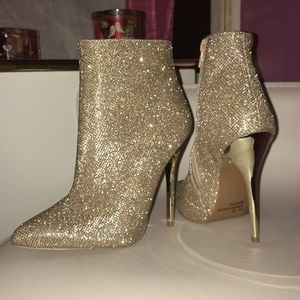 high heel sparkly boots