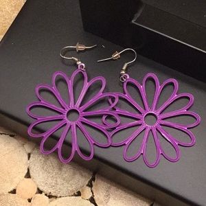 Purple Daisy Earrings