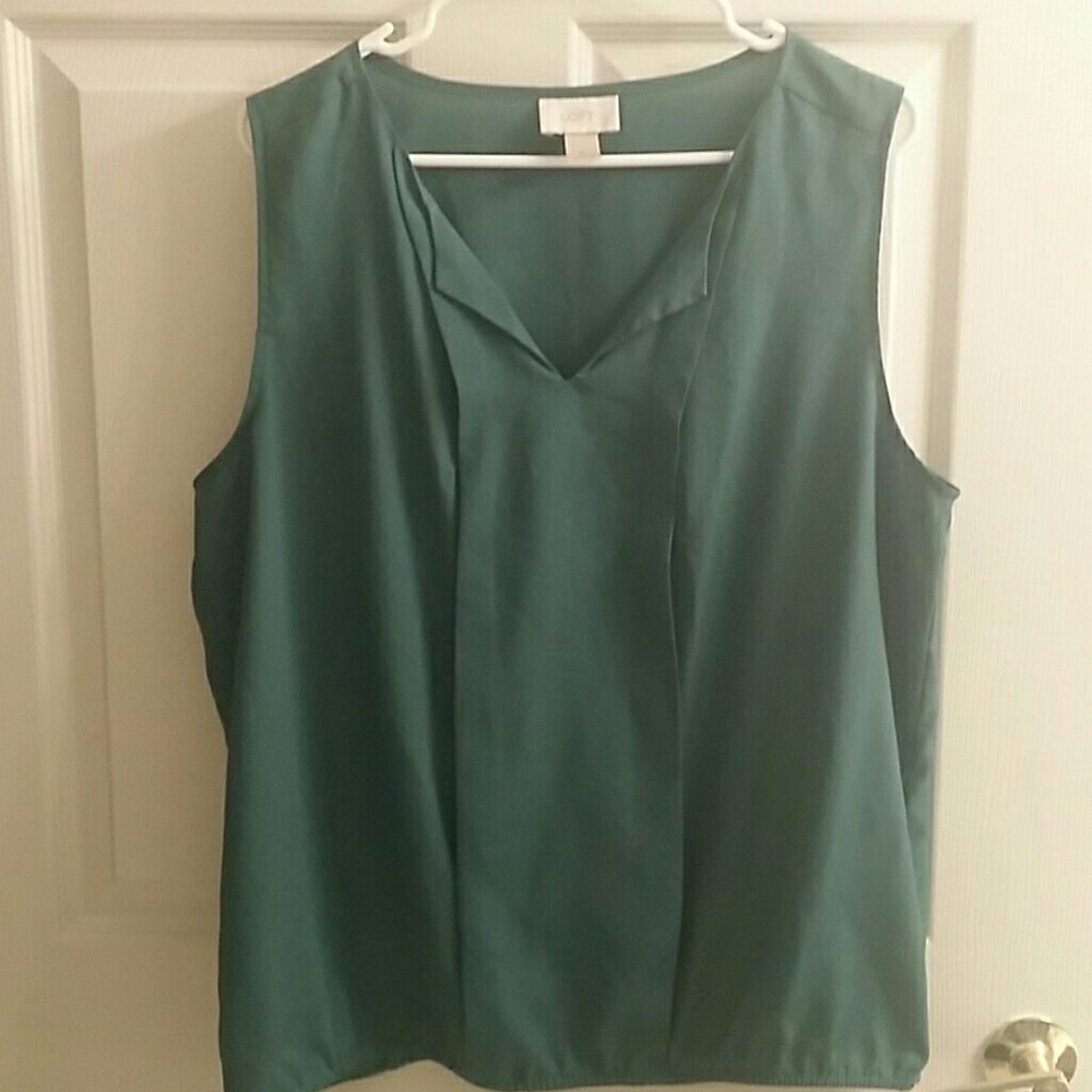 LOFT Green Blouse w/ elastic waist Sz XL