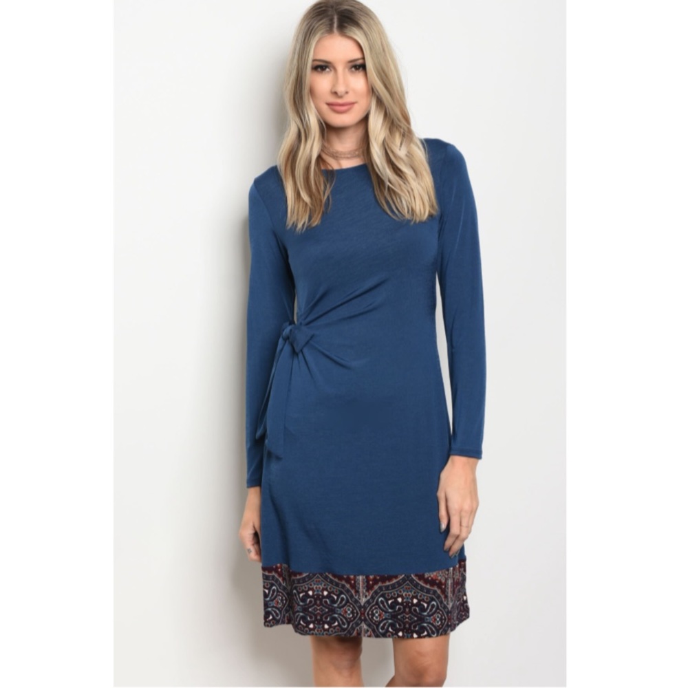 Navy dress with trim