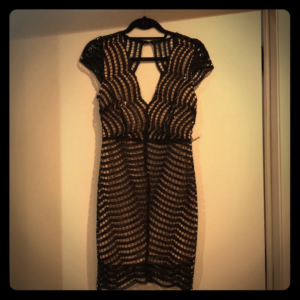 Black sequined cocktail dress