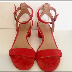 Madewell red suede mid heel sz 8