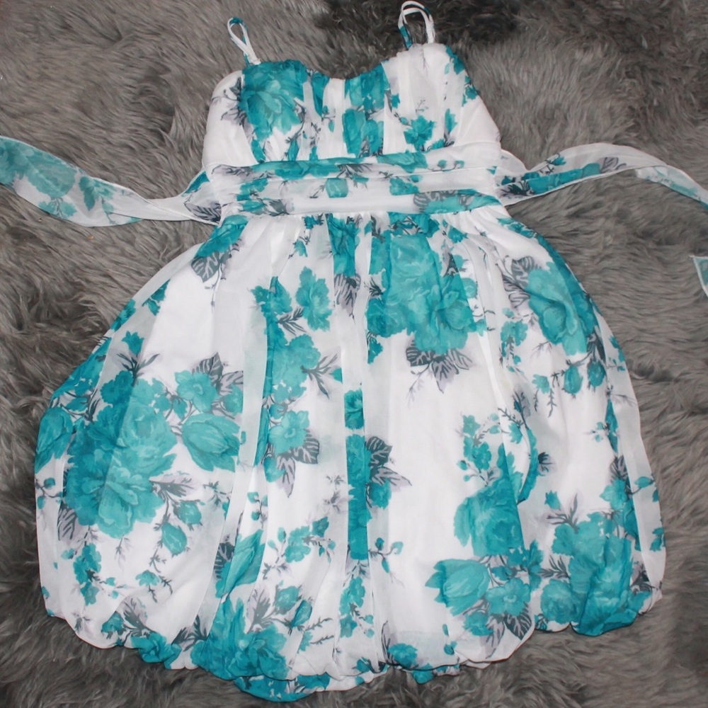 White Dress With Blue Flowers