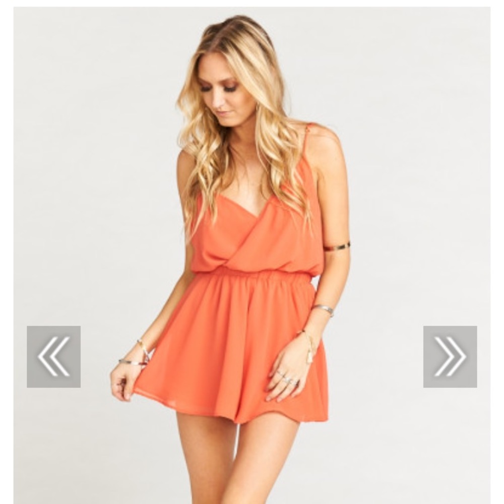 Show Me Your Mumu Olympia Romper in Papaya Chiffon