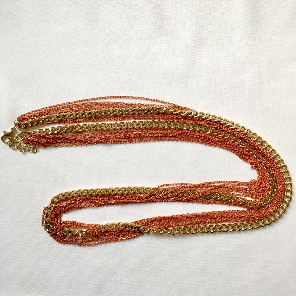 Orange & Gold Chain Necklace