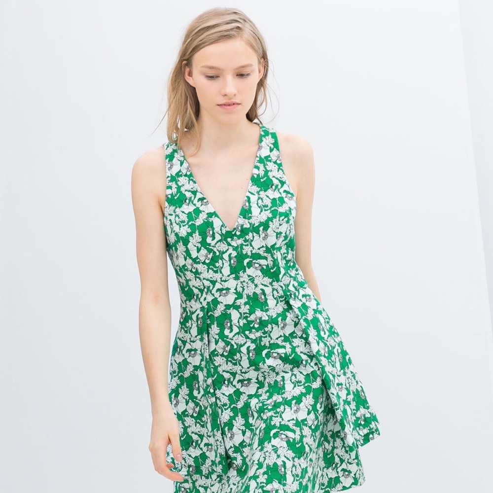 Zara TRF green floral dress win flap