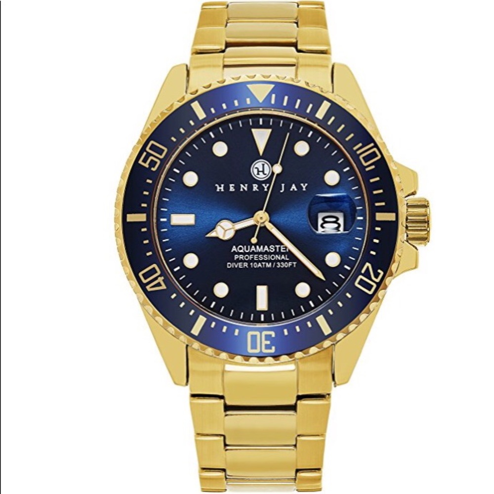 NWT 23k Gold Plated $1195 Henry Aquamaster Watch