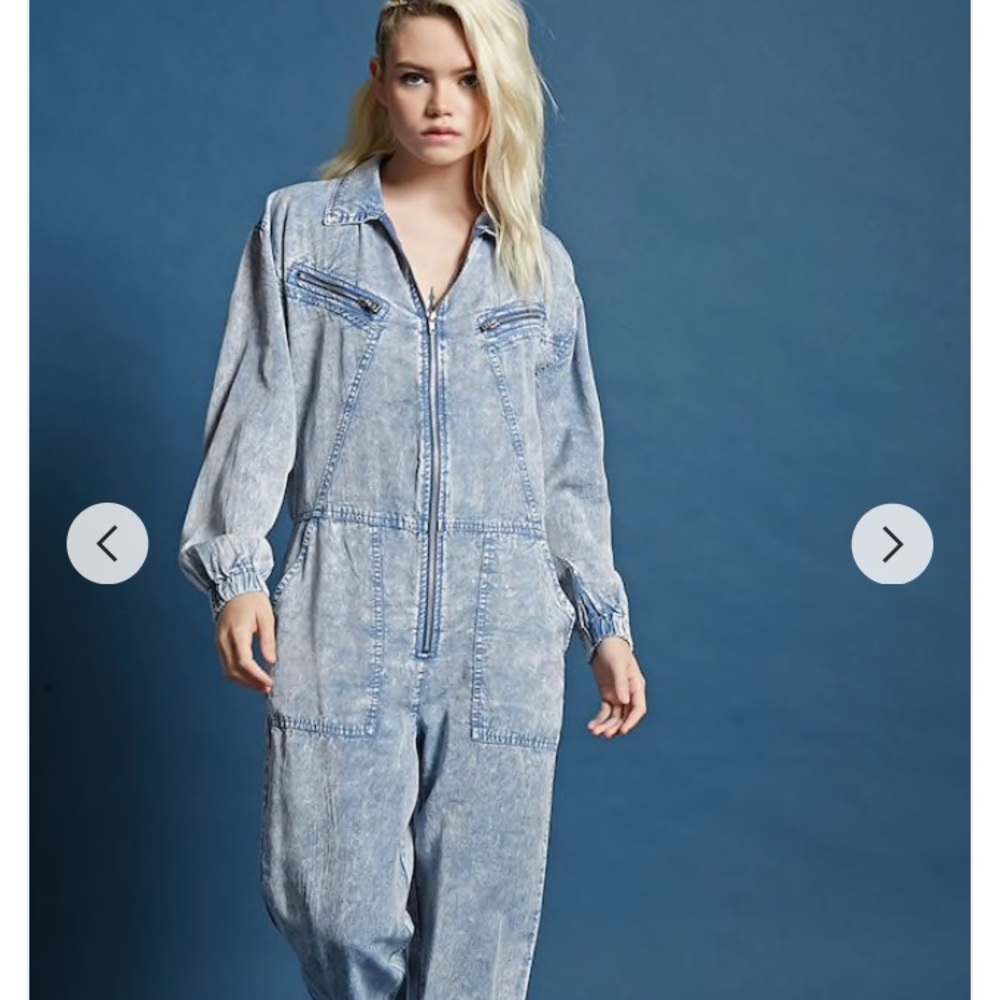 Forever 21 chambray acid wash jumpsuit