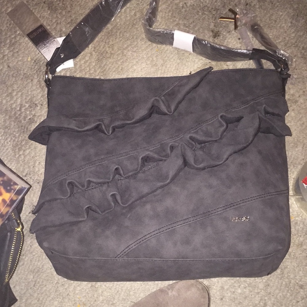 Large kensie suede bag gray