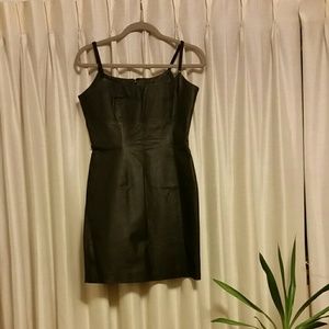 BLACK LINED LEATHER DRESS