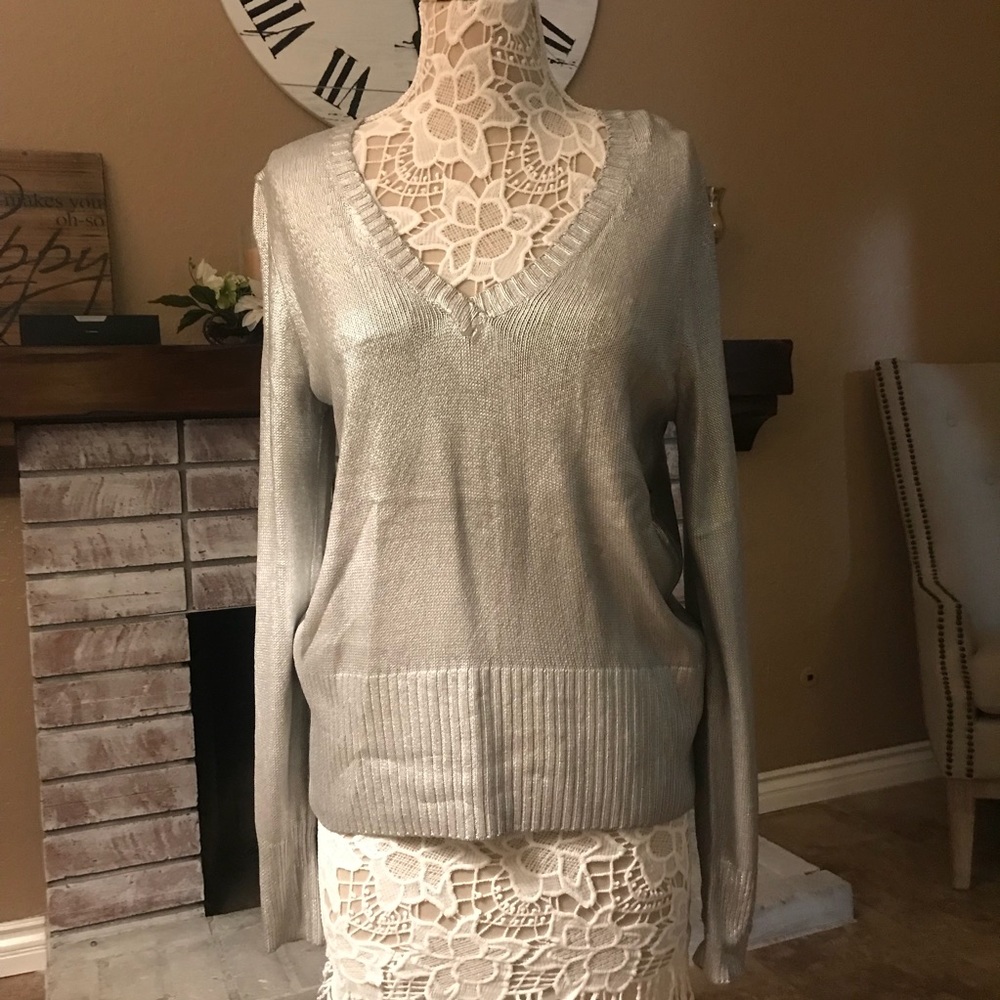 Bebe silver sweater sz XL