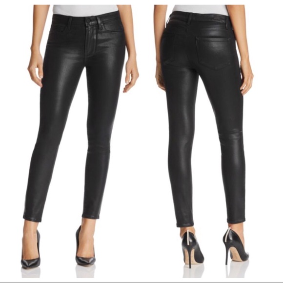 PAIGE Denim - PAIGE Luxe Coated Margot Ankle Jeans in Black Fog