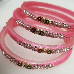 Pink Diamond Encrusted Bangles