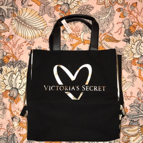 Victoria's Secret Handbags - 🛍Black and gold Victoria’s Secret tote🛍