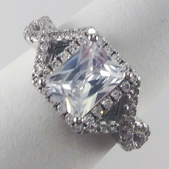 Engagement Baguette & Round Ring Sz 6 - Picture 3 of 4