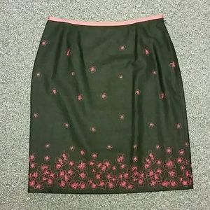 Alfani Linen Pencil Skirt Vyshyvanka Black 12
