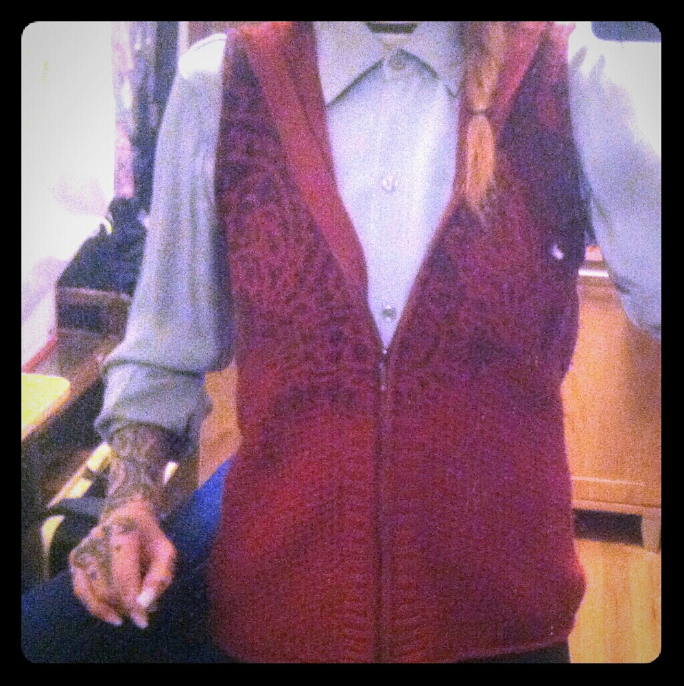 Vintage knit zip-up vest