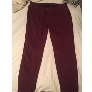 Burgundy hip hugging moto jeans!