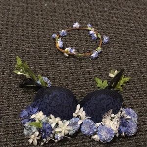 rave light-up bra and flower crown