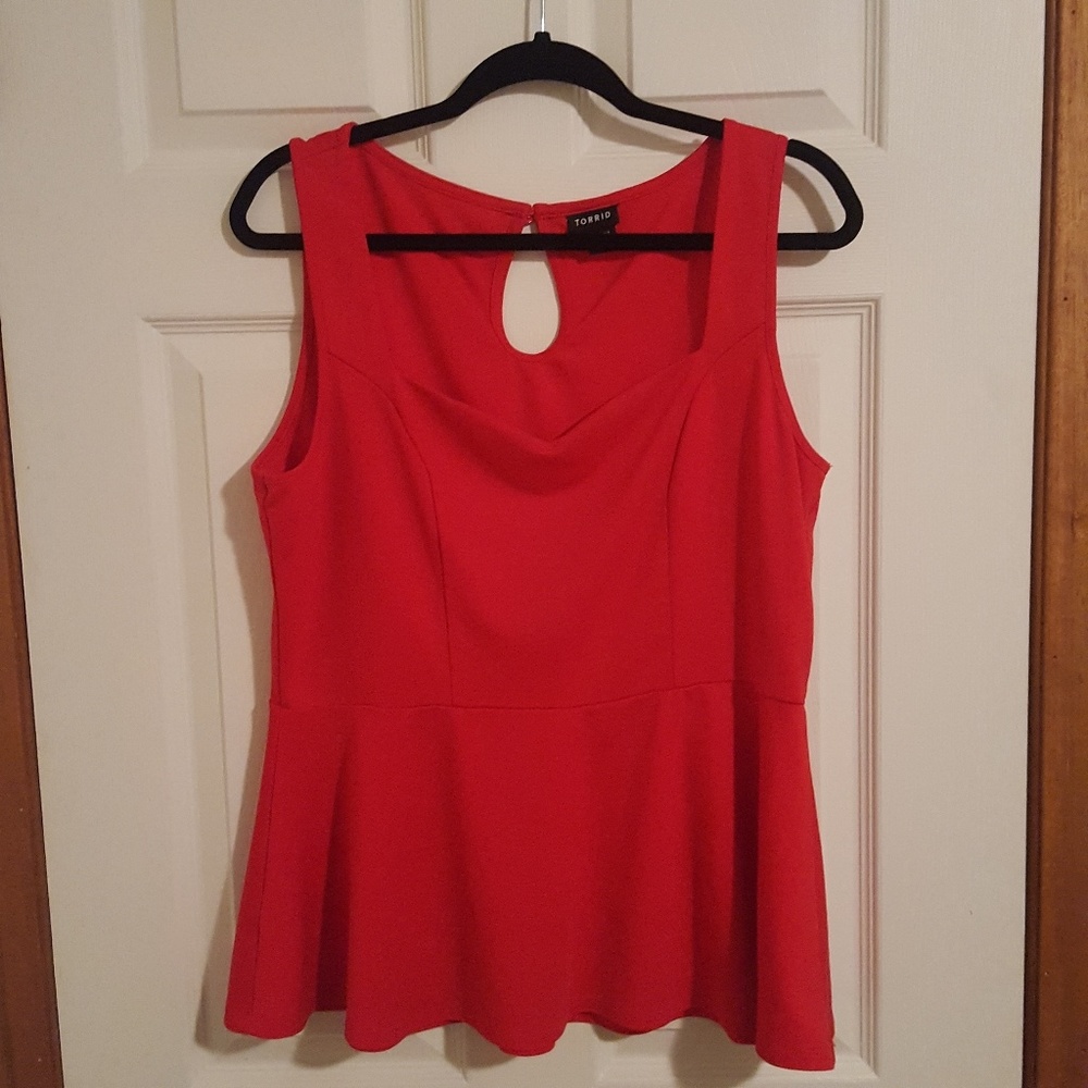 NWOT Torrid Red Peplum Top 0