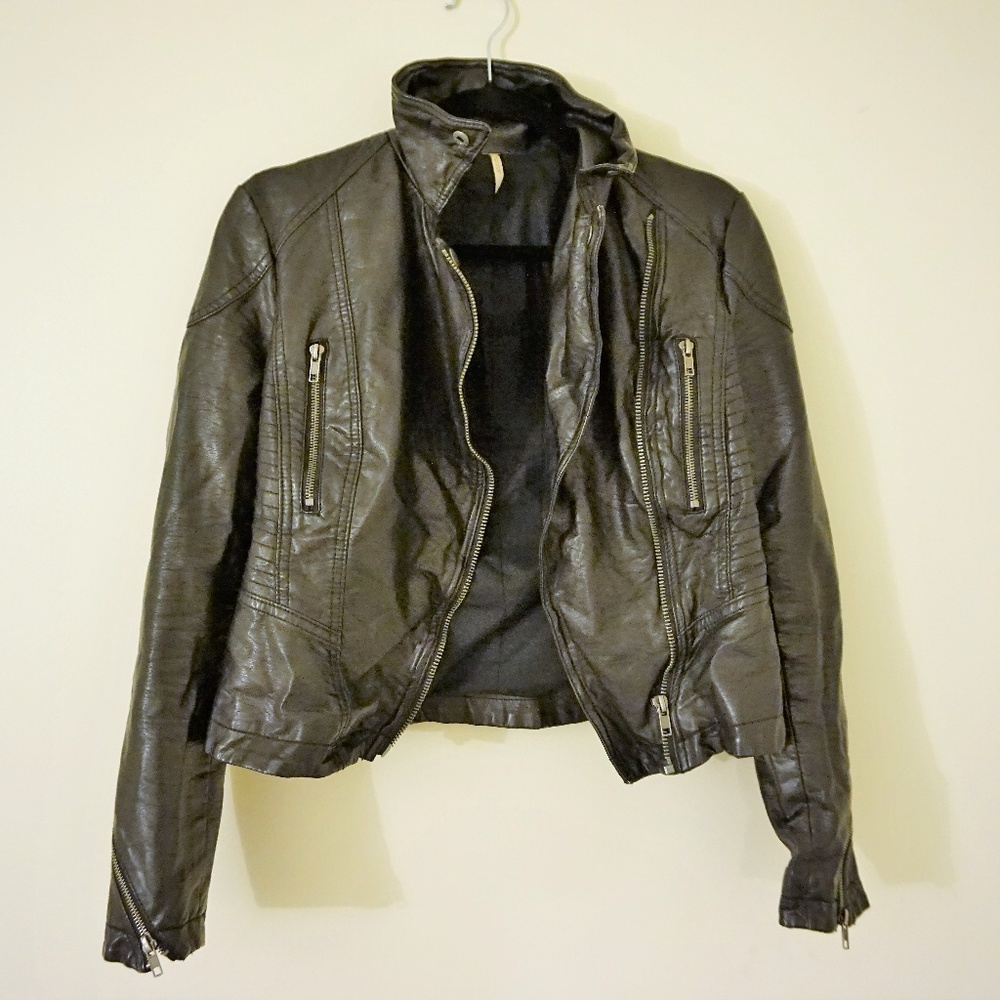Free People Vegan Leather Moto Jacket