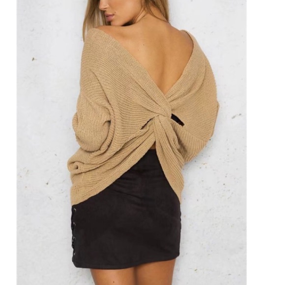 HP! 5🌟Sunny Day Sexy Beige Long Sleeve Sweater - Picture 5 of 8