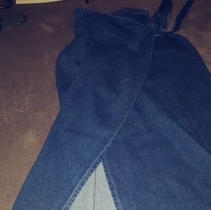 Denim wrap skirt