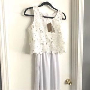 Francesca's White Lace Maxi Dress with Slit