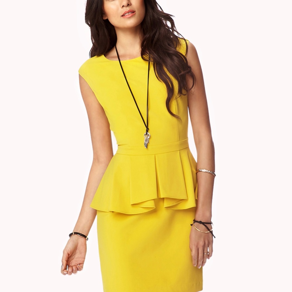 NWT Forever21 Yellow Peplum Dress