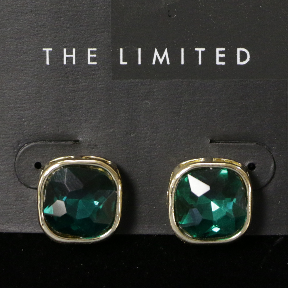 NWT small gold with green crystal earring LTDE70 - Picture 2 of 3