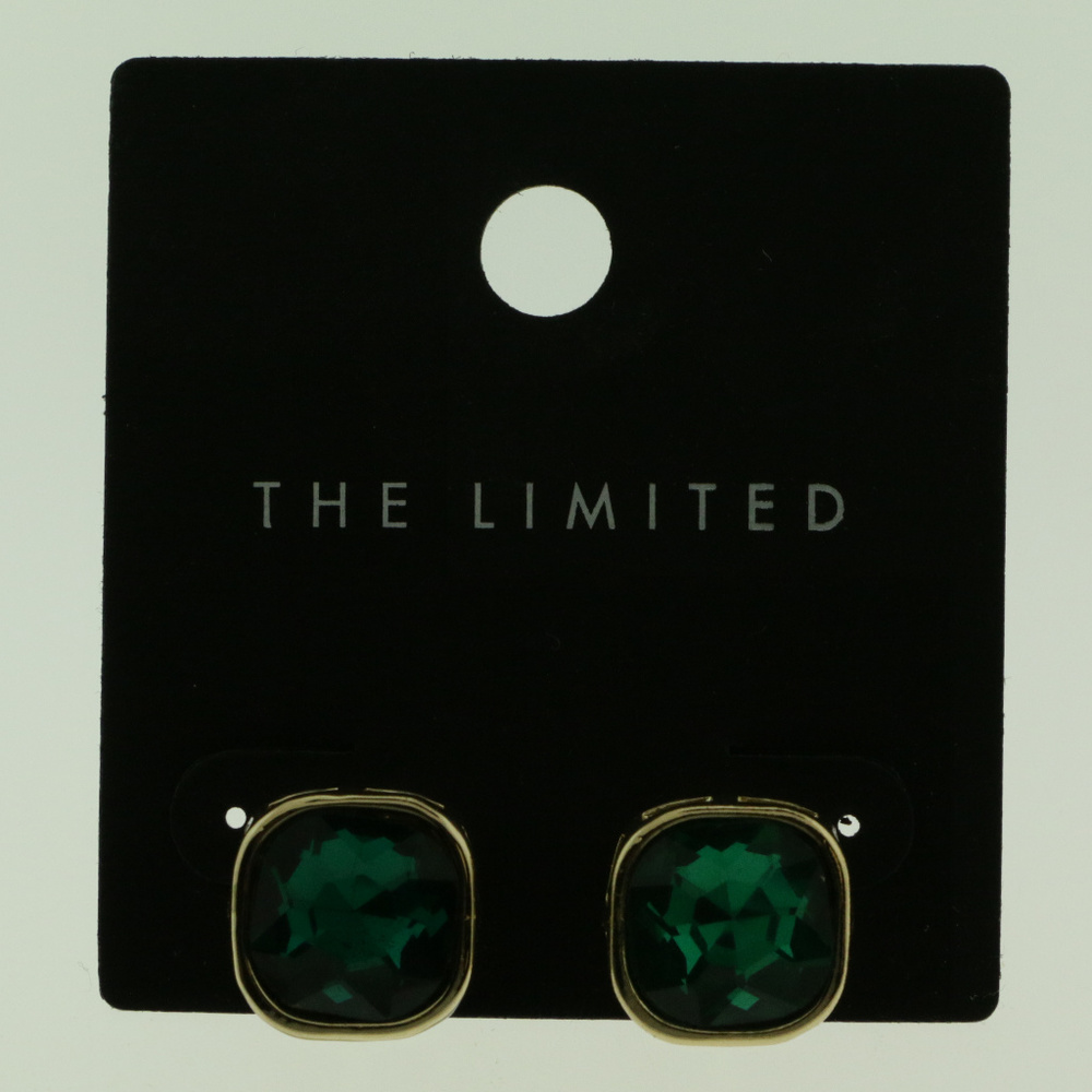 NWT small gold with green crystal earring LTDE70 - Picture 3 of 3