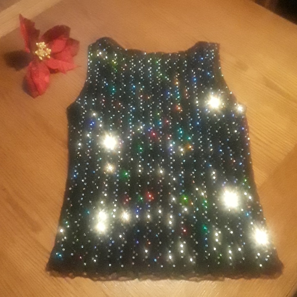 "Beautiful Sequin Black Tank"