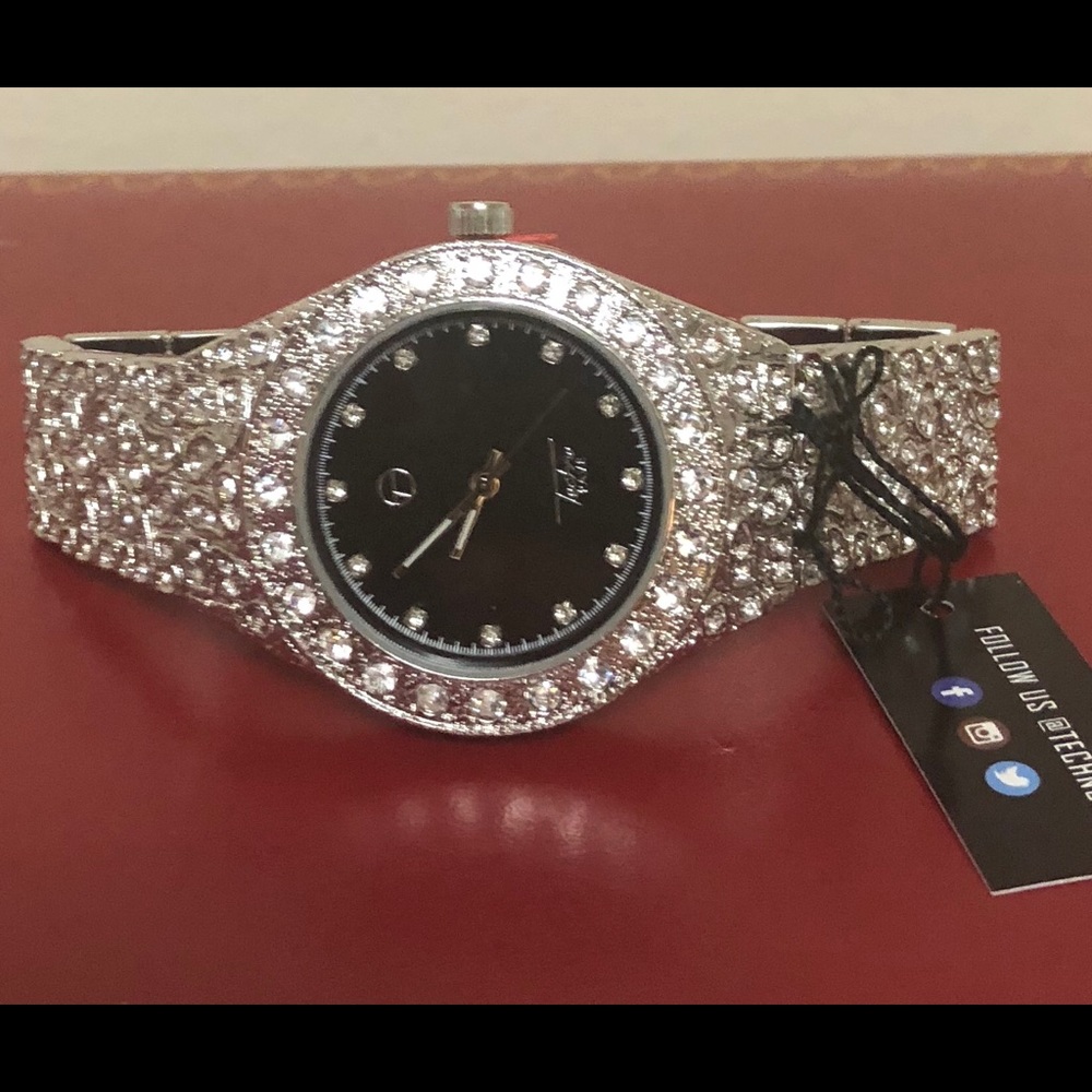 Men’s Silver Finished Lab Diamond Watch