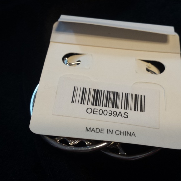 Silver Tone Luck Love Life Hoop Earrings - Picture 3 of 3