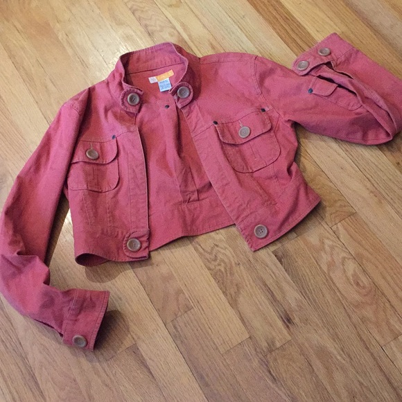 Tulle faded rust jean jacket w/ large tan buttons - Picture 1 of 8