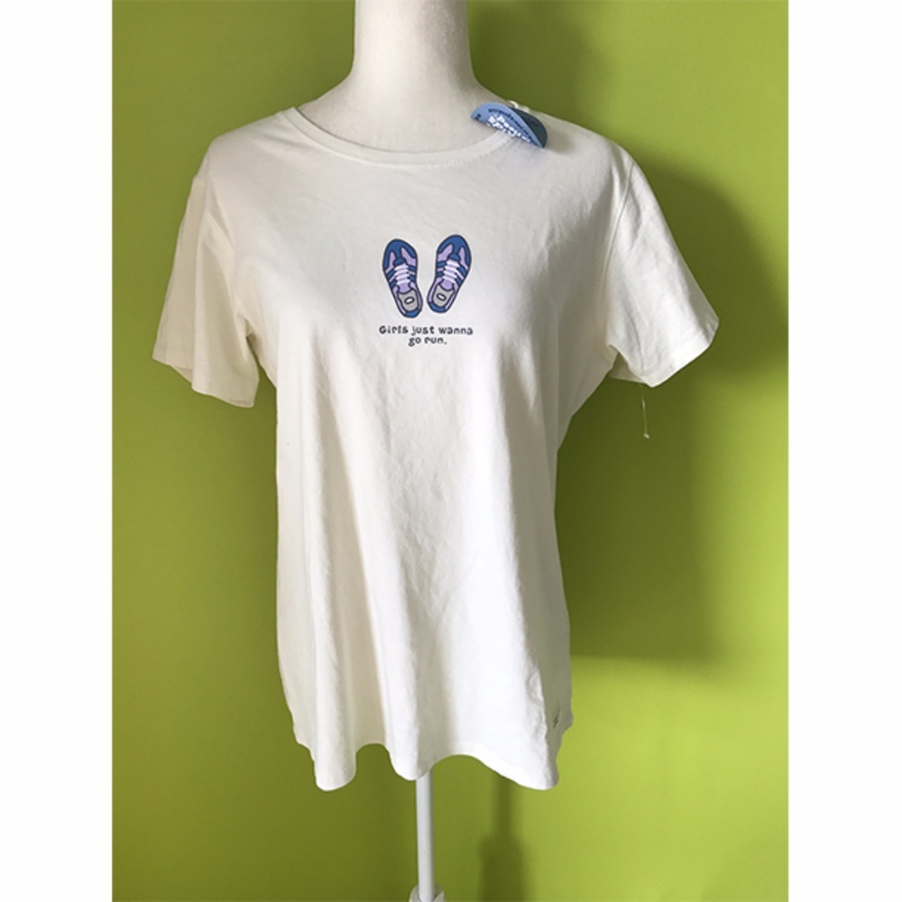 Life is Good Sneaker Running White T Shirt L
