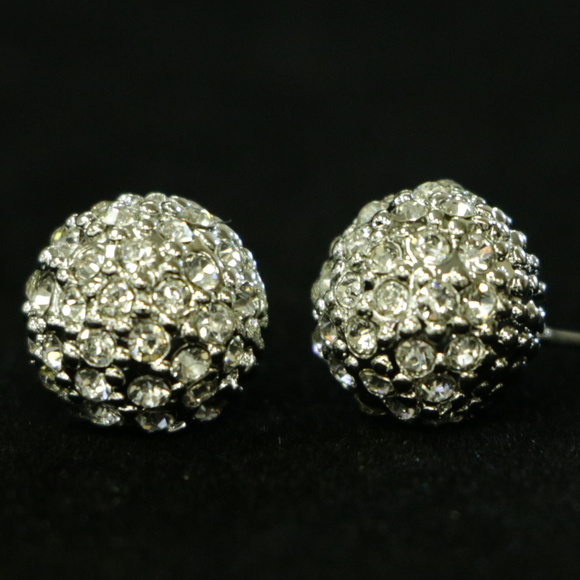 NWT silver fire ball pave crystal stud LTDE45 - Picture 3 of 6