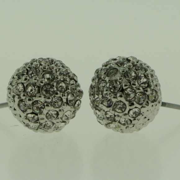 NWT silver fire ball pave crystal stud LTDE45 - Picture 5 of 6