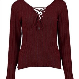 Petite maroon cute low cut top