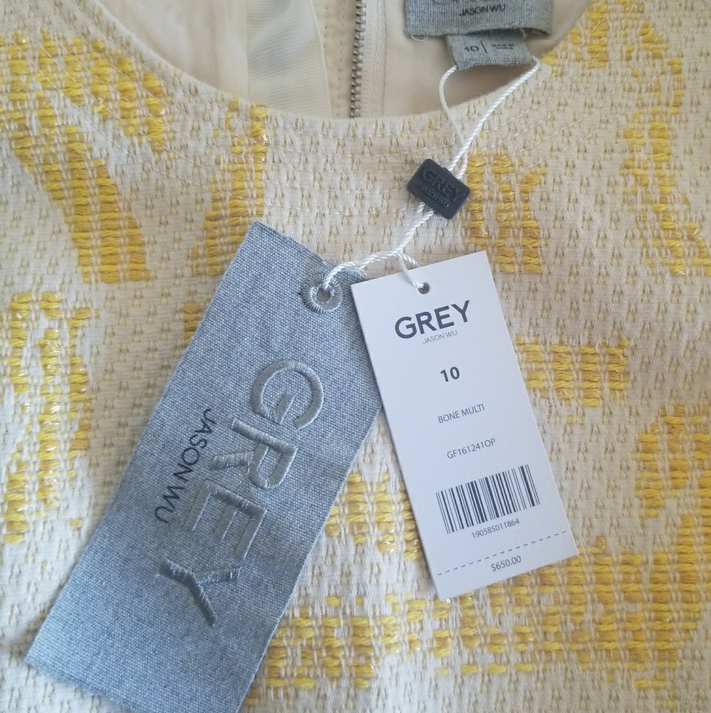 NWT Jason Wu tweed yellow multi sheath dress Sz 10
