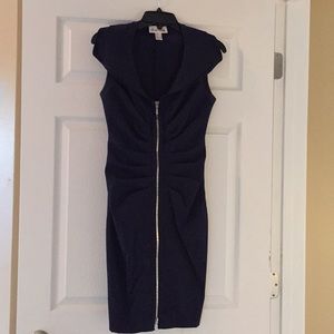 Joseph Ribkoff navy front zip dress