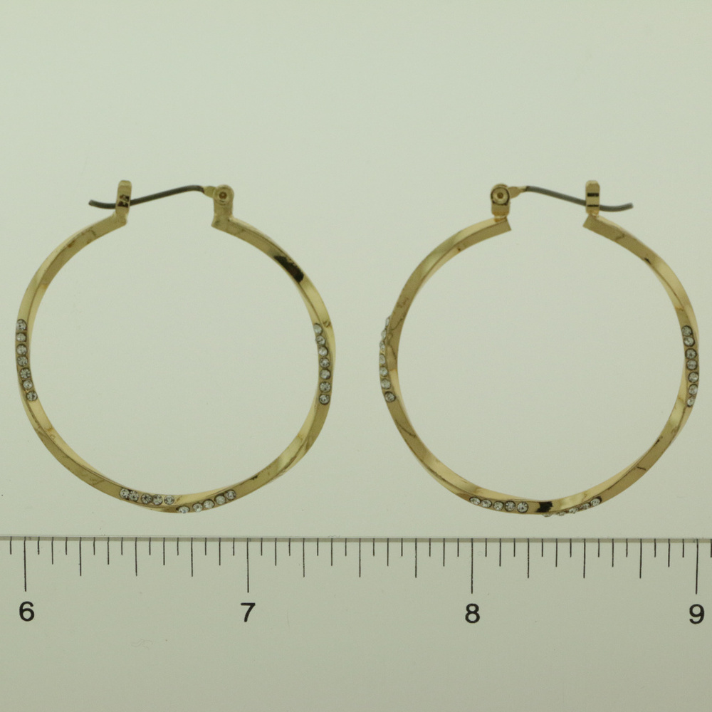 NWT gold crystal pin catch hoop earring LTDE51 - Picture 7 of 8